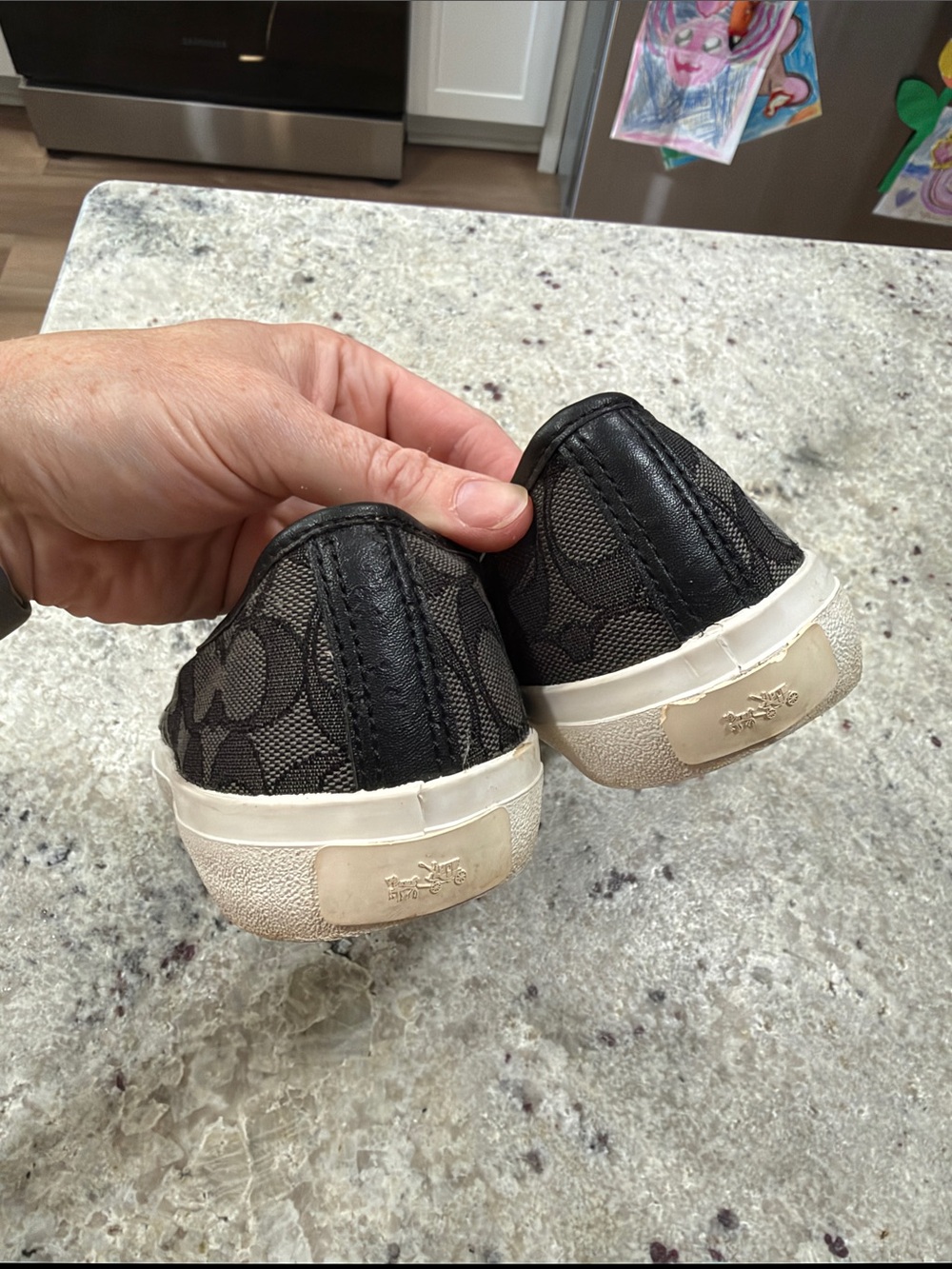 Coach Empire Low Top Sneakers Black Signature Canvas Shoes Lace Up Womens 7.5 - Picture 4 of 7